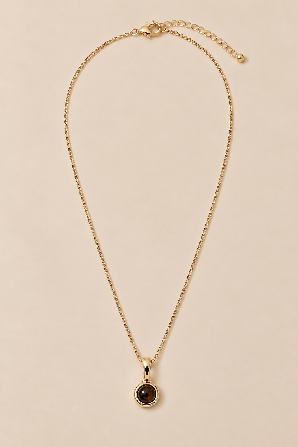 Gold-Tone Round Brown Pendant Necklace