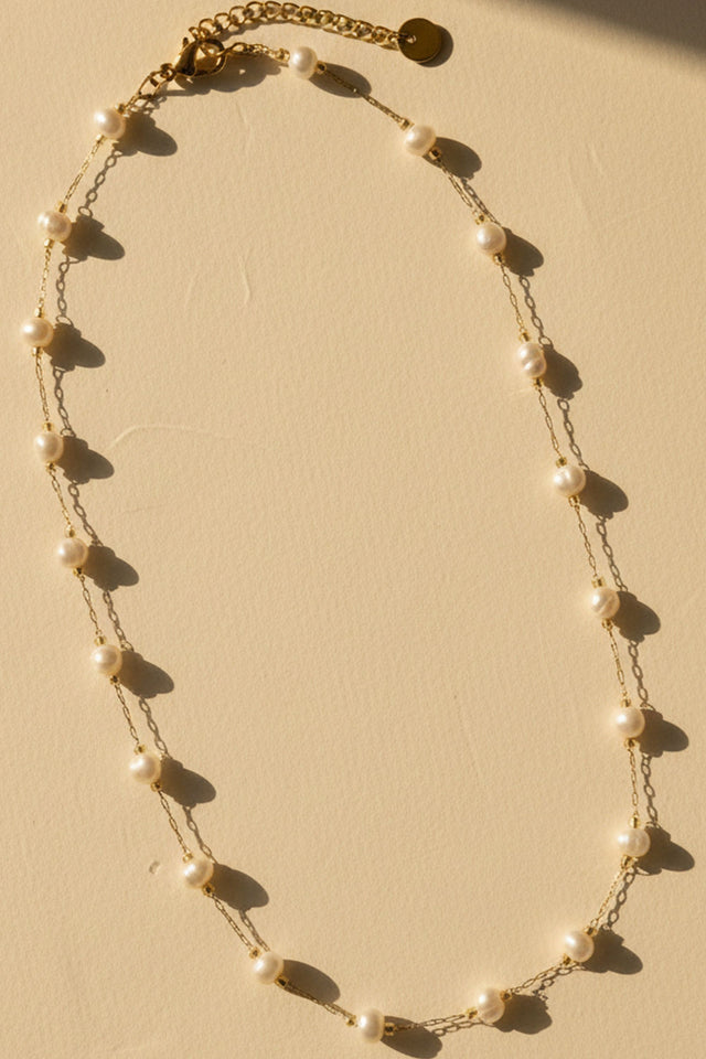 Delicate Pearl Chain Necklace