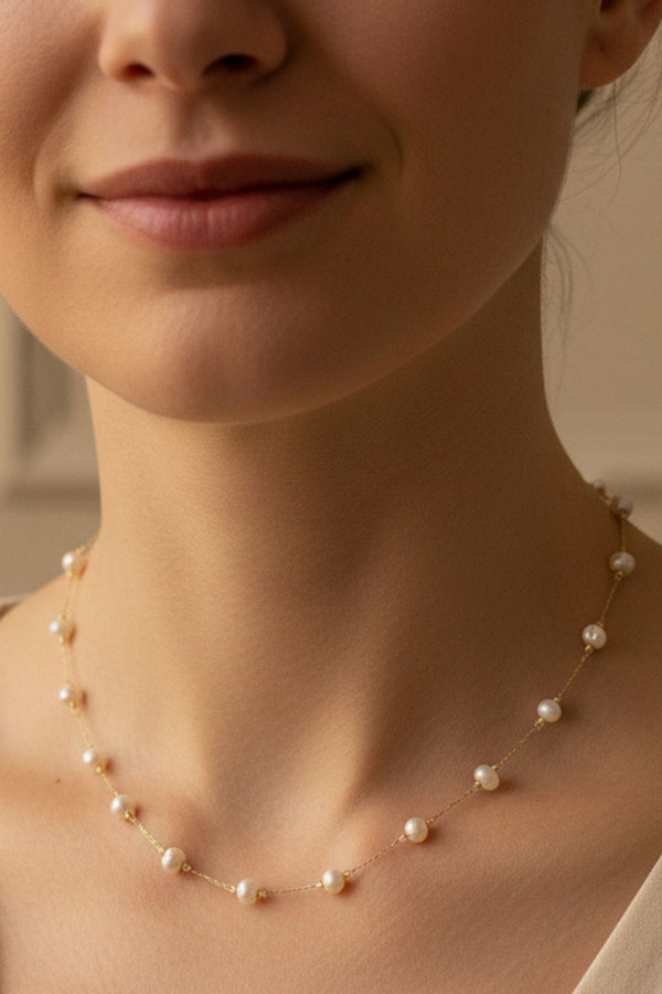 Collier Chaînette Perles Délicates