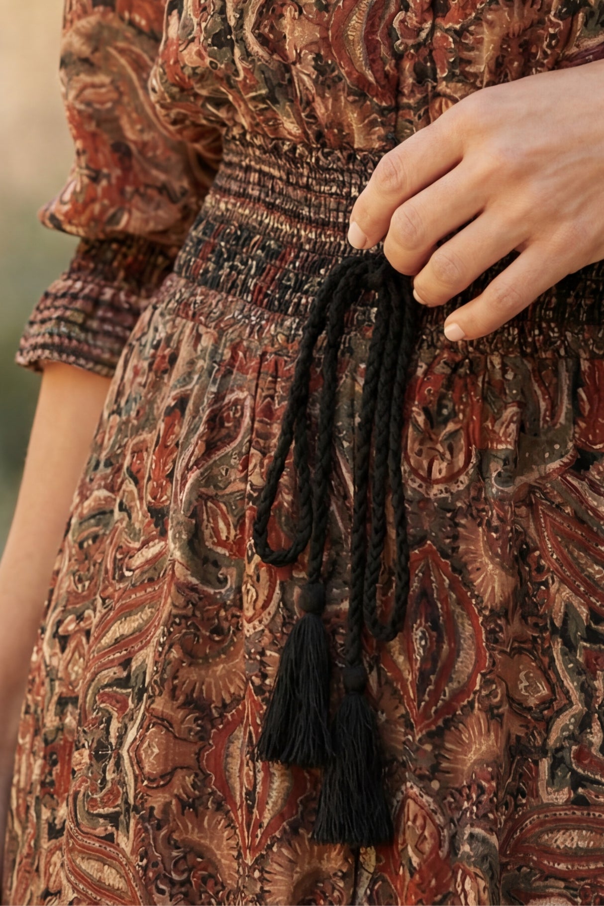 Dina Robe Midi Fente Imprimé Cachemire