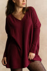 Emma V-Neck Oversize Sweater Long Sleeve Loose Fit Soft Knit Casual Cozy