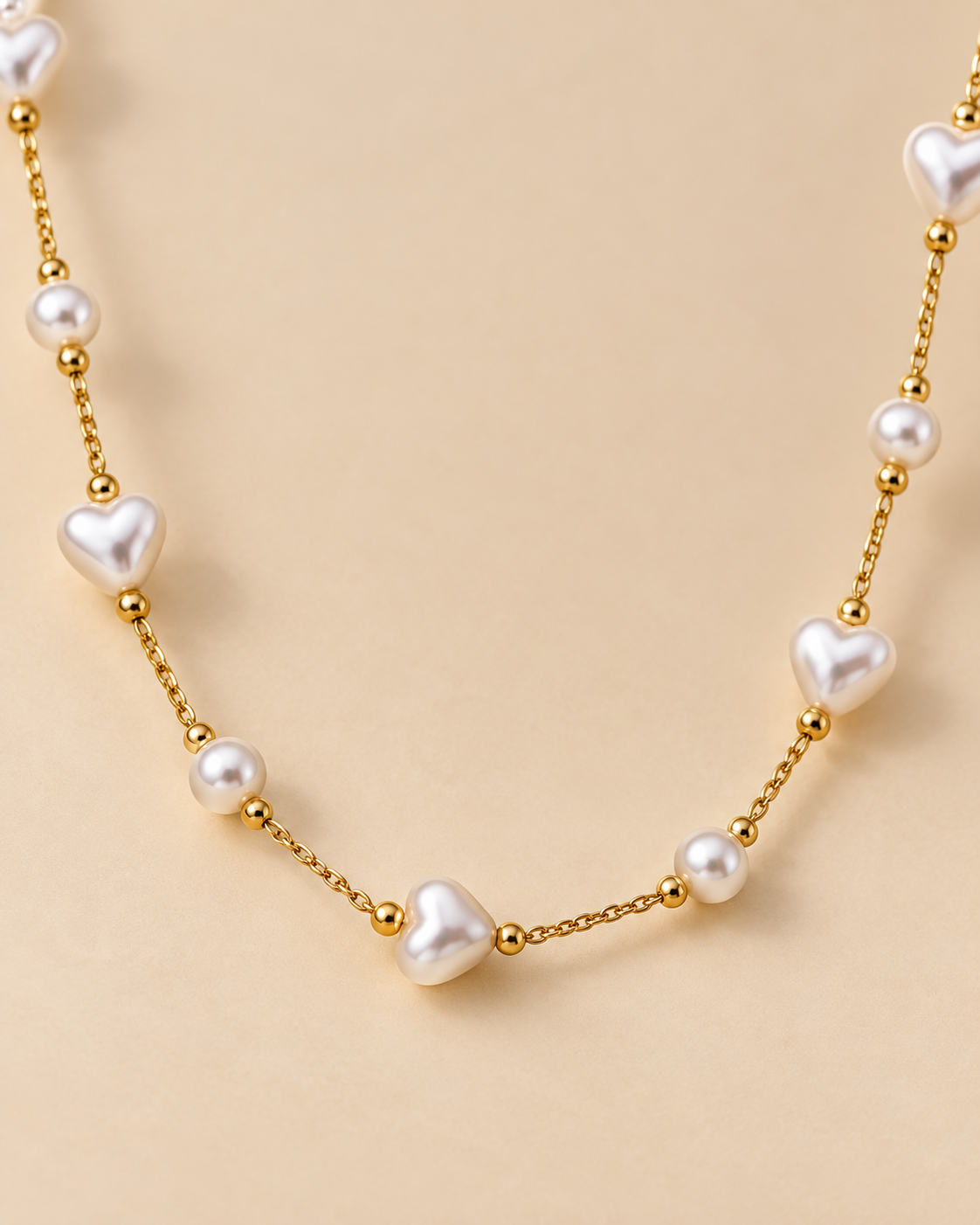Collier Doré Perles Cœur
