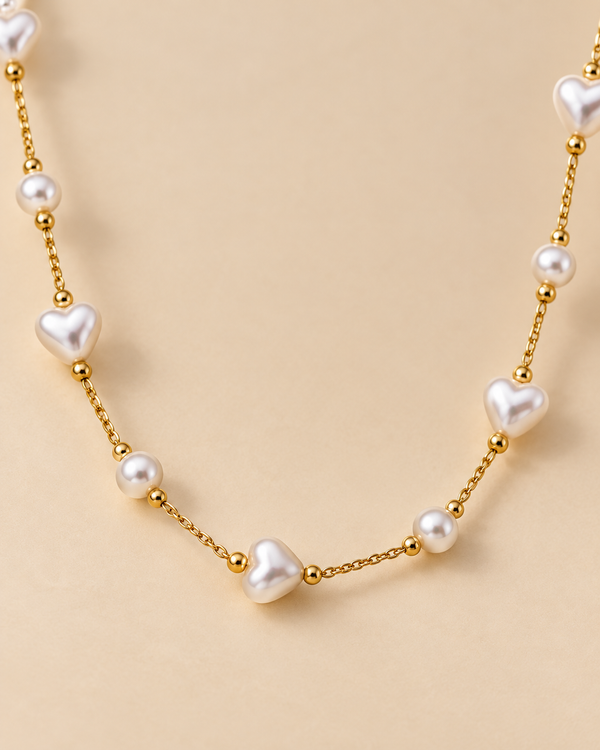 Collier Doré Perles Cœur