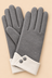 Grey Winter Gloves Contrast Button Cuffs