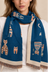 Scarf Cat Motif Border Trim