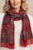 Scarf Paisley Floral Motif Red Fringed