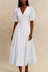Elena Robe Midi Blanche À œillet Manches Courtes Style Estival Boutons Devant