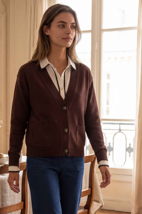 Éliane Button V-Neck Cardigan