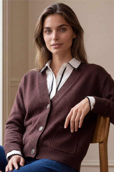 Éliane Button V-Neck Cardigan