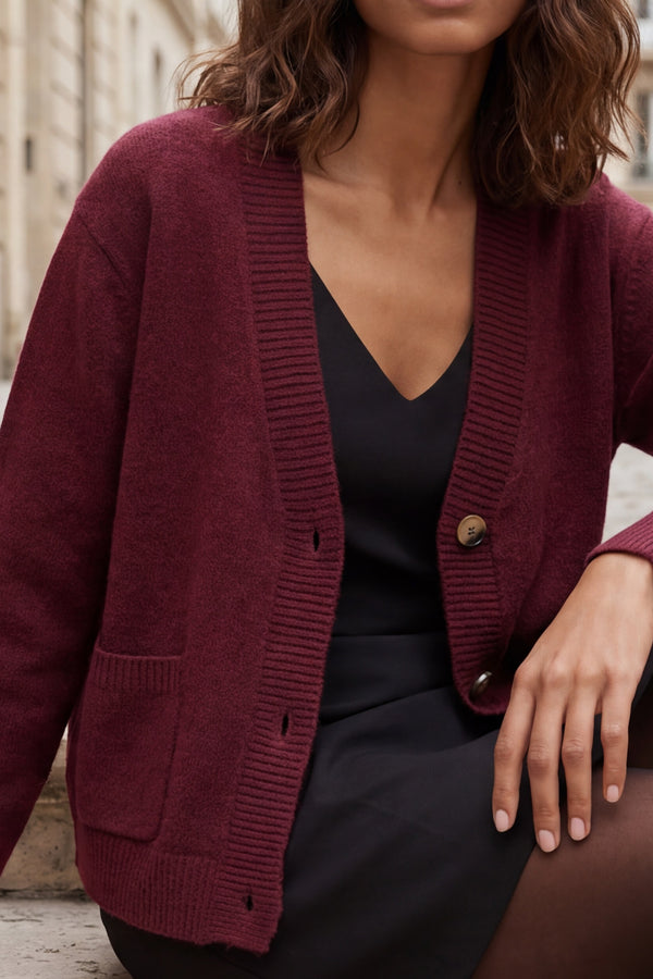 Éliane Button V-Neck Knit Cardigan