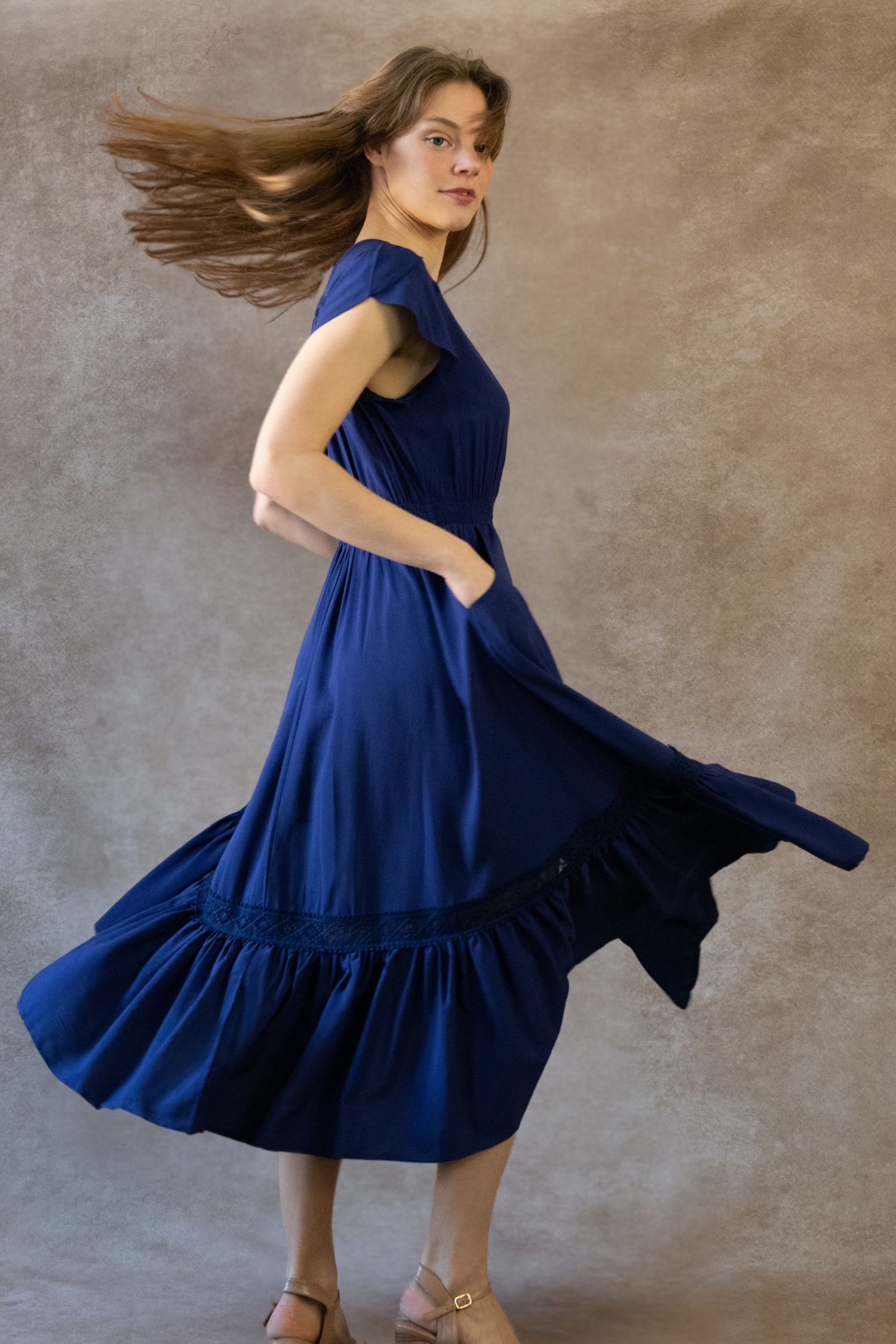 Elise Solid Boho Button Dress