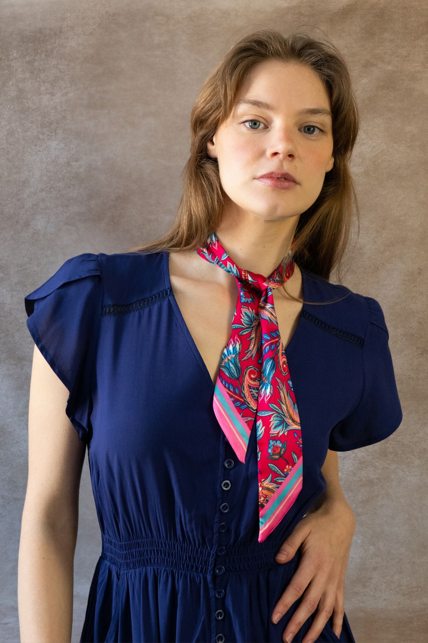Elise Solid Boho Button Dress