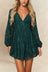 Eliza Robe mini en dentelle à manches longues et col en V