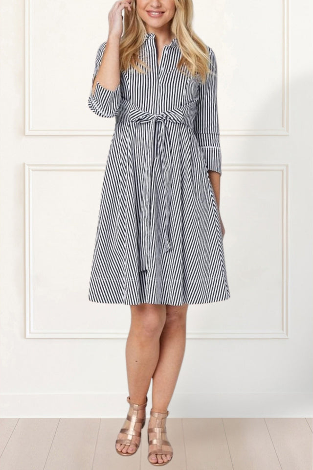 Estelle Shirt Dress Waist Tie Striped