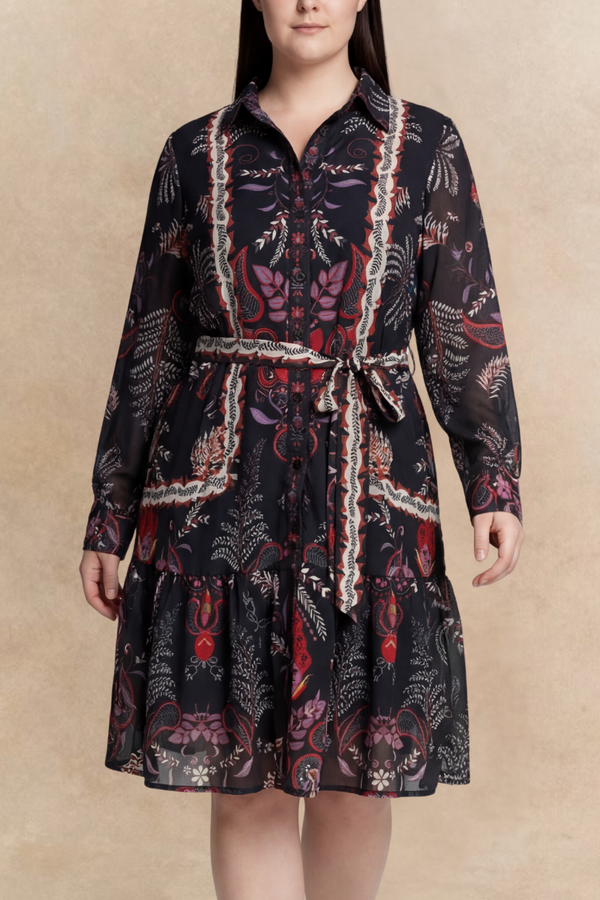 Robe chemise bohème noire Etna