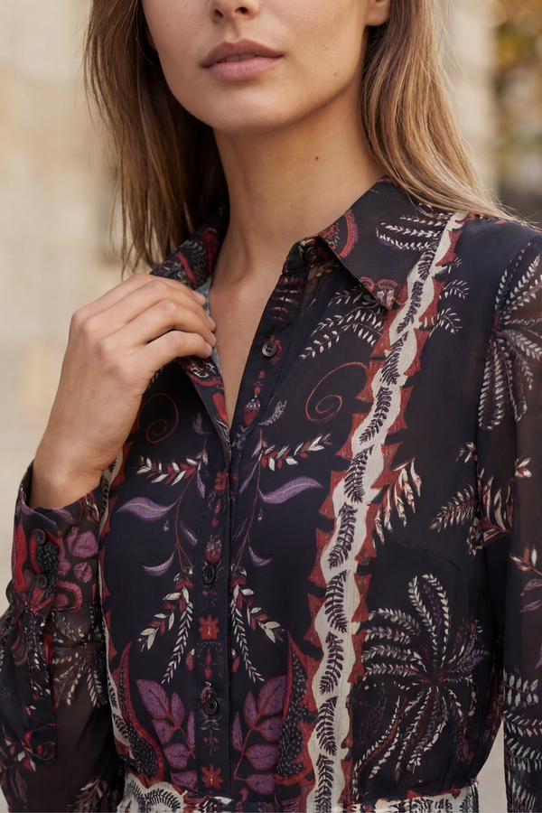 Robe chemise bohème noire Etna