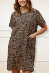 Eugenie Dress Loose Styled A-Line Geometric Print Black - Onze Montreal