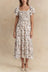 Évangéline Robe Midi Encolure Carrée Manches Volants