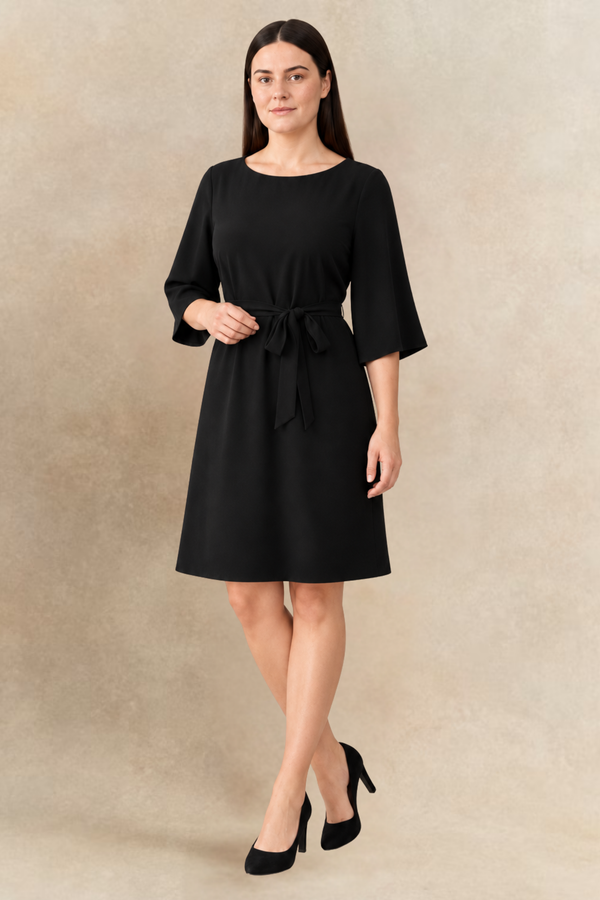 Jennifer Solid Belted Dress