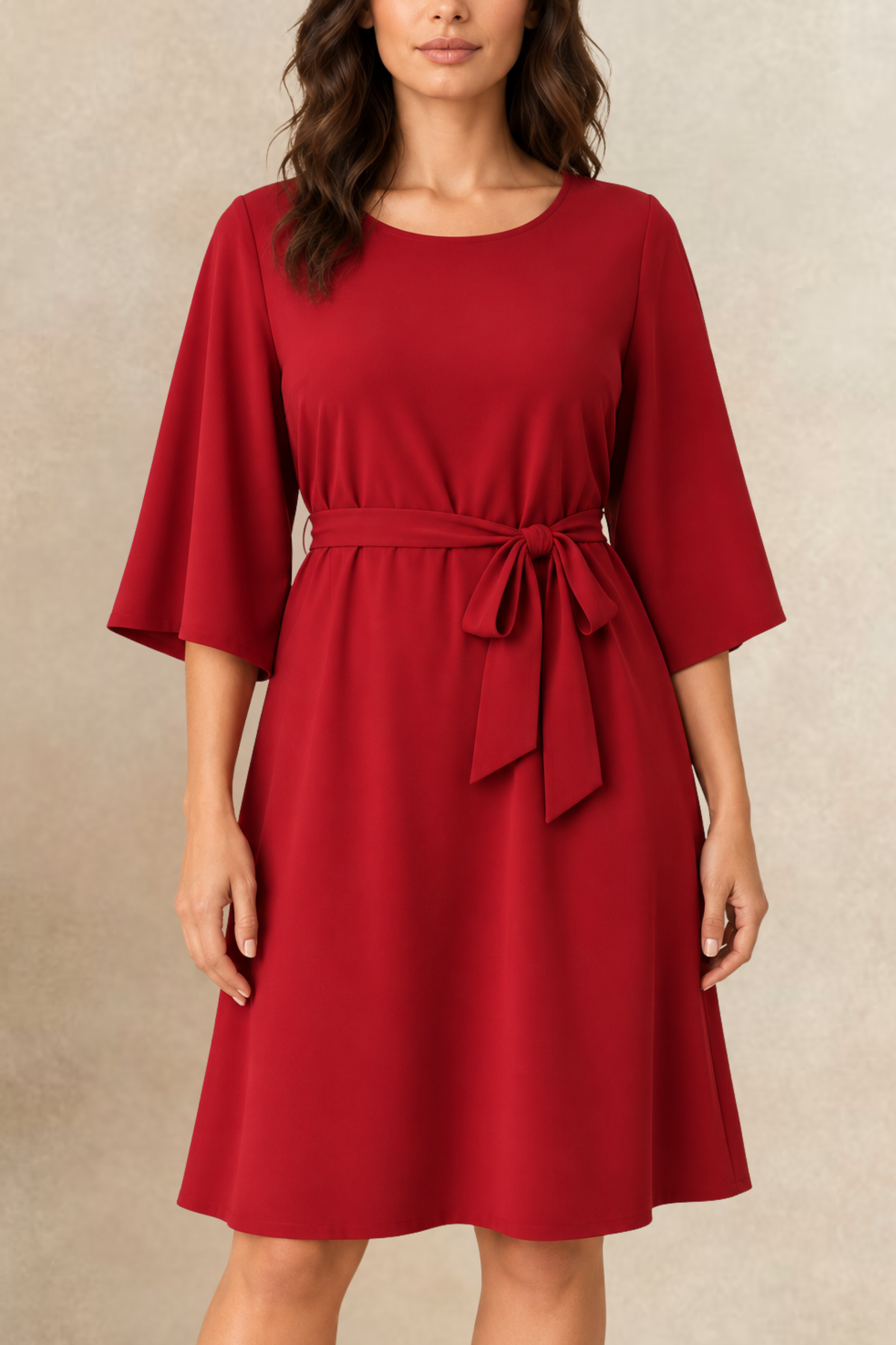 Jennifer Solid Belted Dress