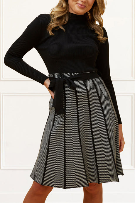 Fiola Dress Knit Solid Mock Herringbone Skirt