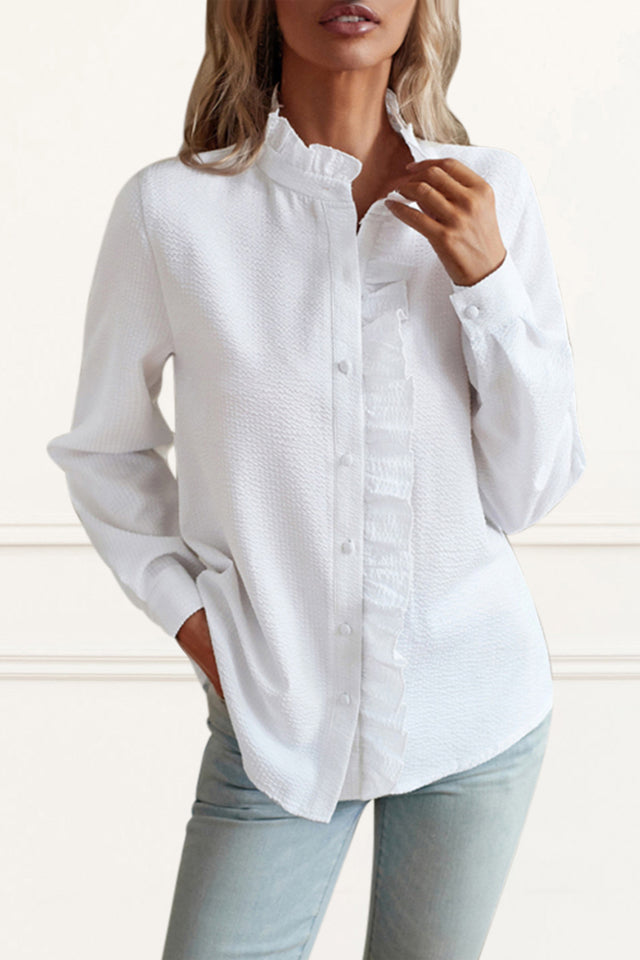 Francine Shirt Button Front Ruffled Collar