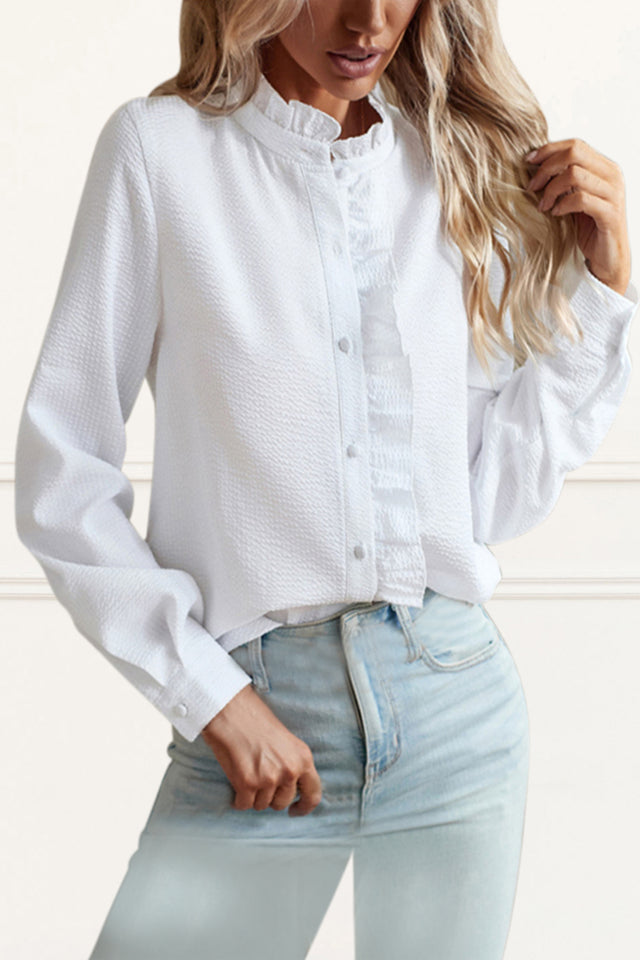 Francine Shirt Button Front Ruffled Collar