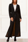 Fanny Long Woven Cover-Up Maxi Cardigan Open Tie Front - Onze Montreal Black / XS Annick