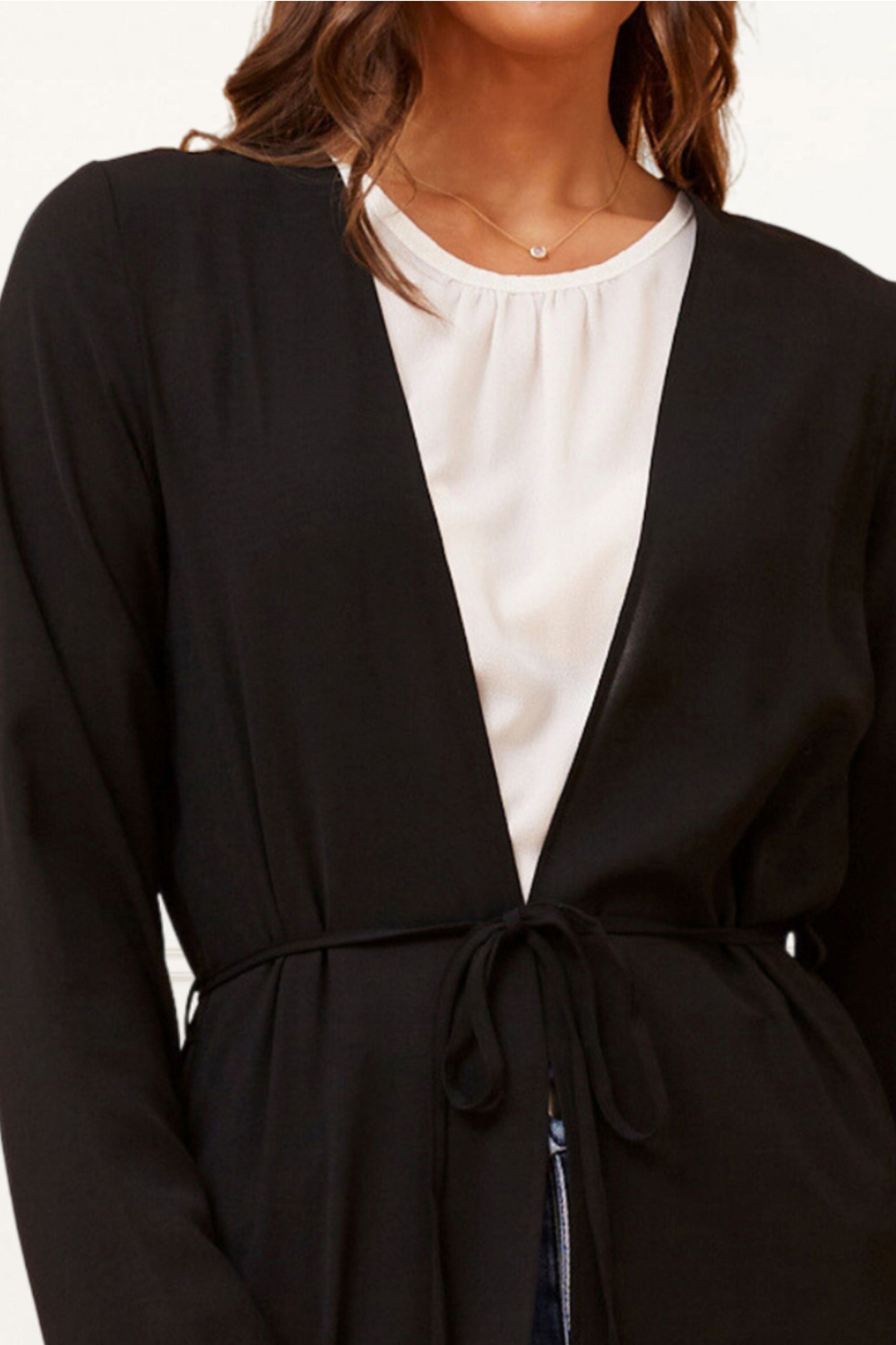 Fanny Long Knit Cardigan Open Tie Front - Onze Montreal