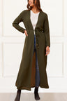 Fanny Long Woven Cover-Up Maxi Cardigan Open Tie Front - Onze Montreal Green / XS Annick