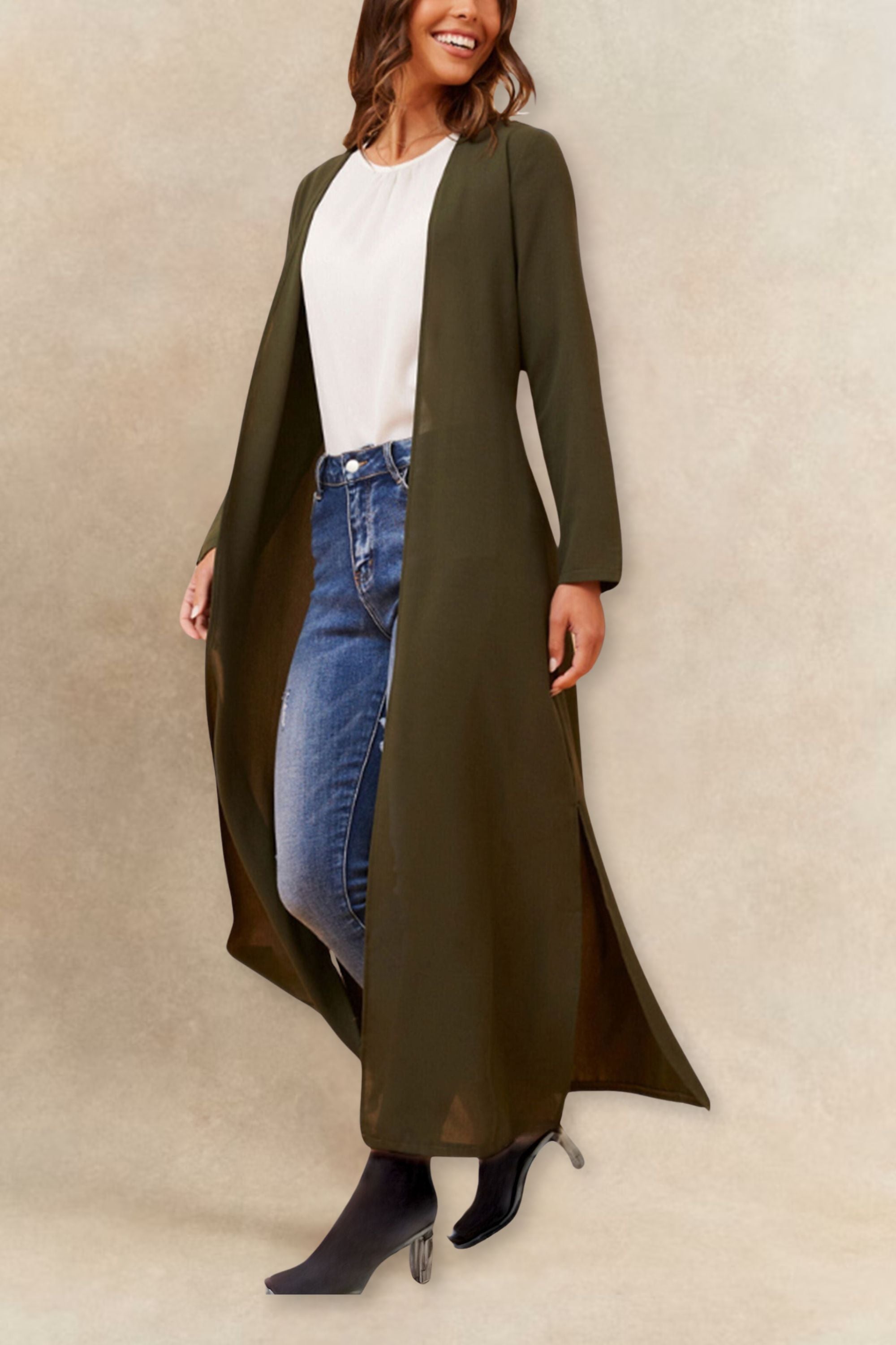 Fanny Long Knit Cardigan Open Tie Front - Onze Montreal