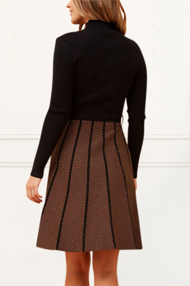 Fiola Dress Knit Solid Mock Herringbone Skirt - Onze Montreal Black / XS Annick