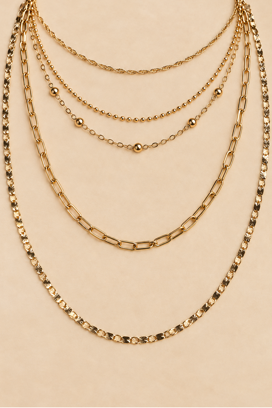 Collier Multirang Chaînes Dorées