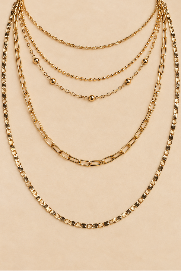 Collier Multirang Chaînes Dorées