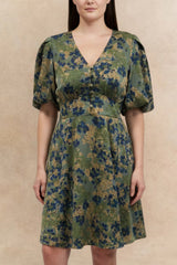 Fleur Green Floral Fit & Flare Dress