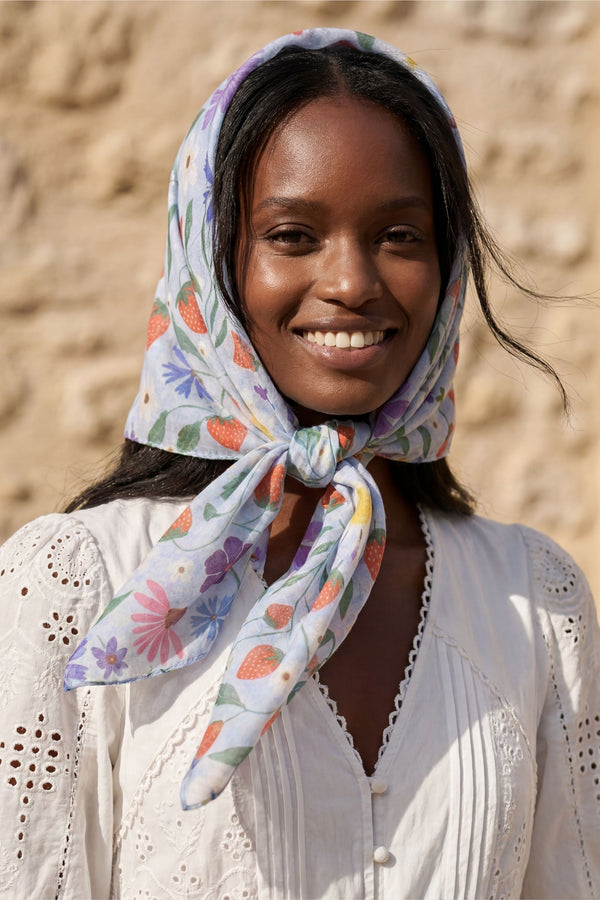 Scarf Floral Strawberry Garden