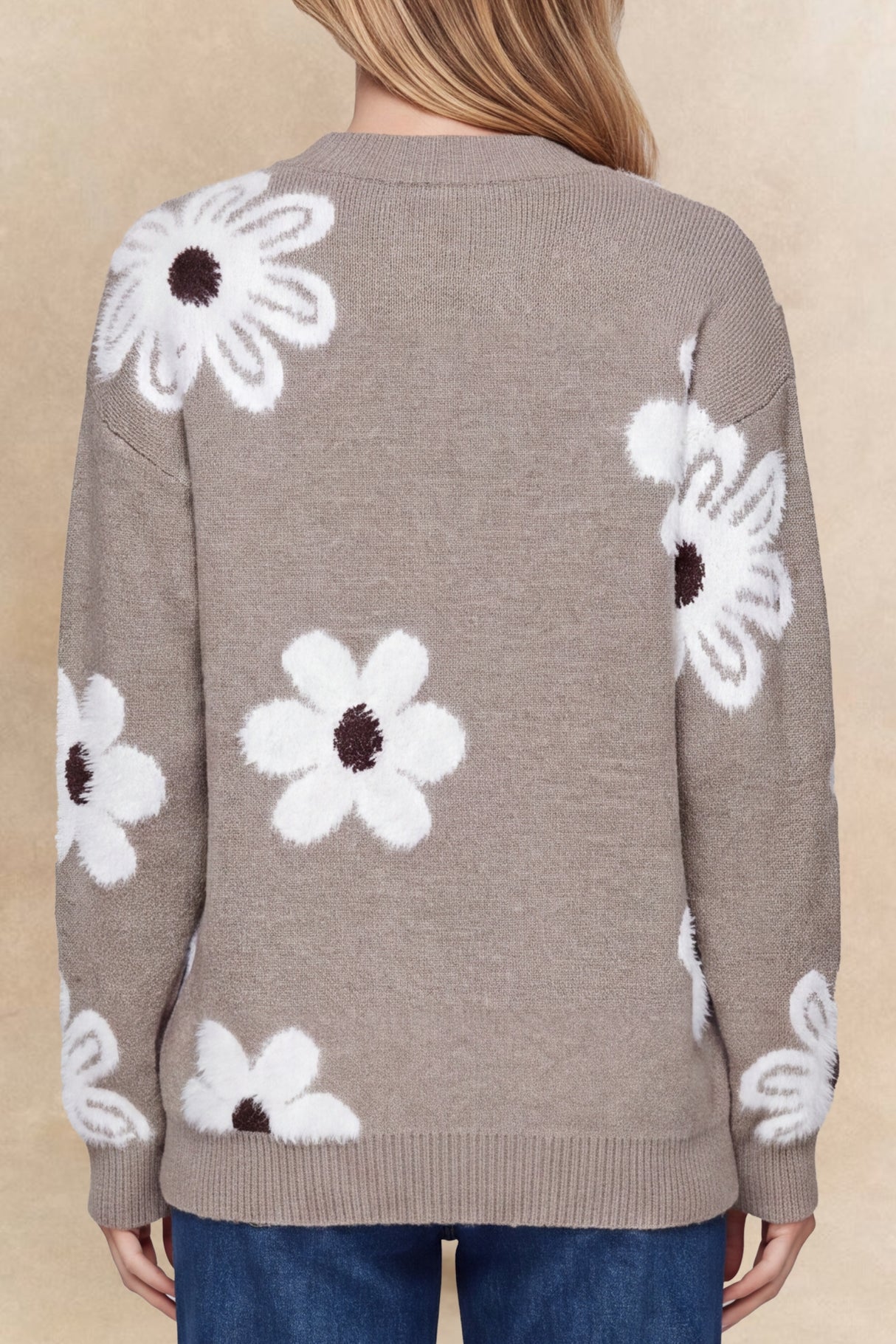 Elodie Floral V Neck Knit Sweater