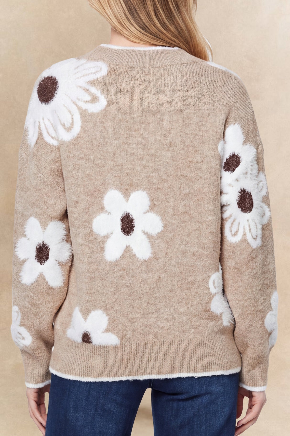 Elodie Floral V Neck Knit Sweater