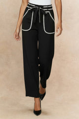 Floriane Pantalon Jambes Larges Bordure Crochet