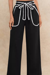 Floriane Pantalon Jambes Larges Bordure Crochet