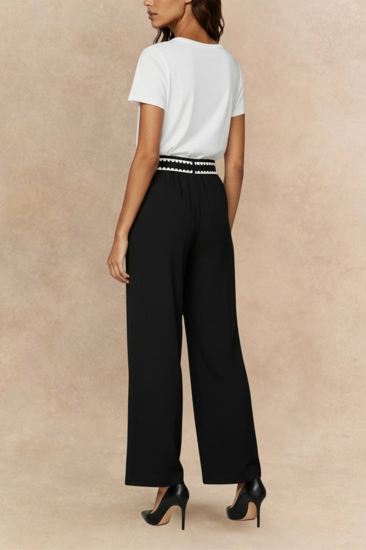 Floriane Pantalon Jambes Larges Bordure Crochet