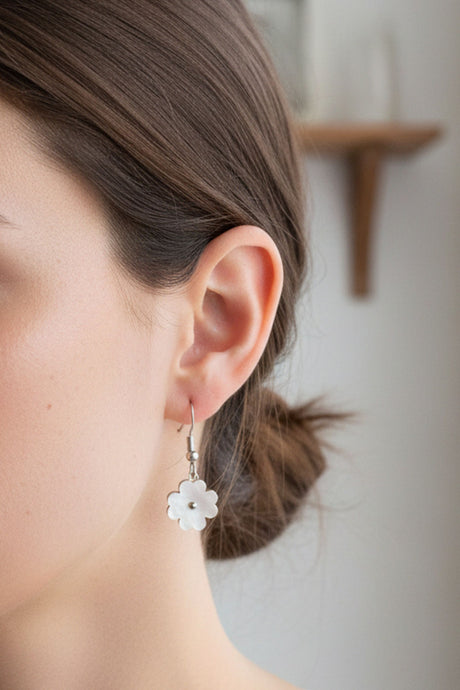 Flower Drop Earrings Ivory