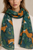 Foxes Print  Scarf Teal