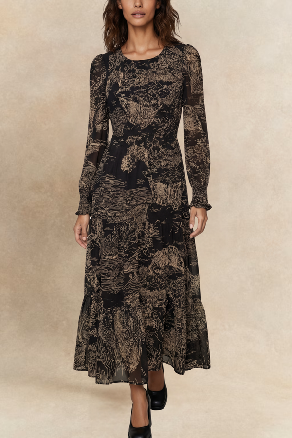Francesca Black Smocked Dress