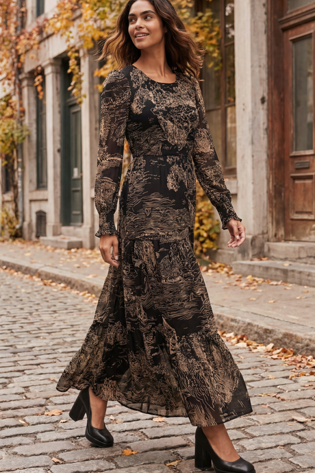 Francesca Robe Noire Smockée