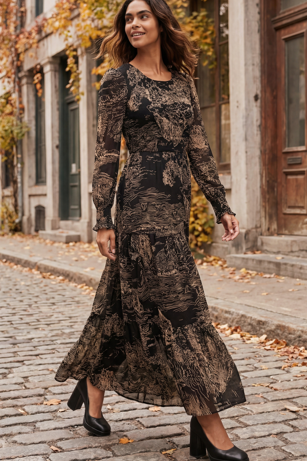 Francesca Black Smocked Dress