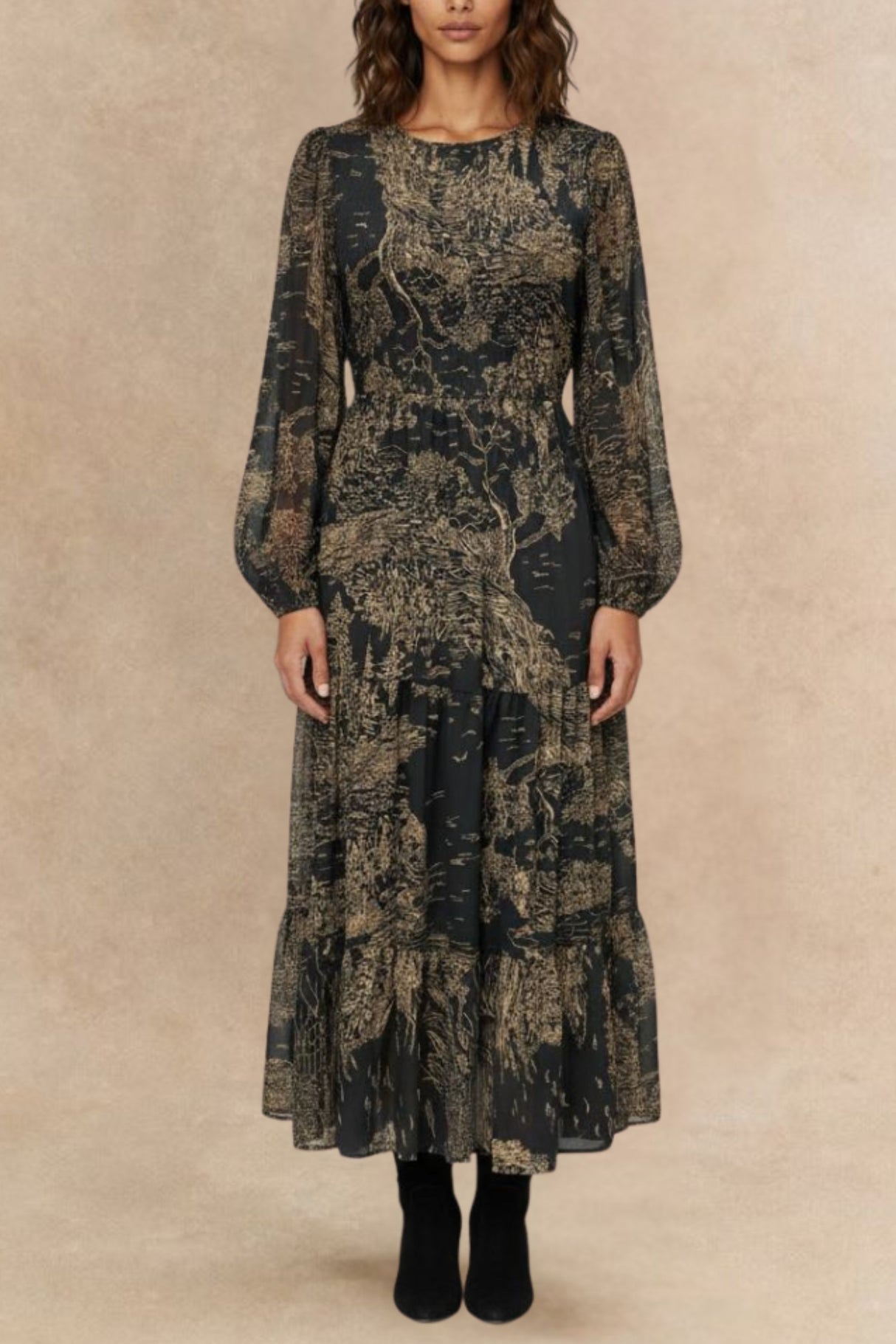 Francesca Black Smocked Dress