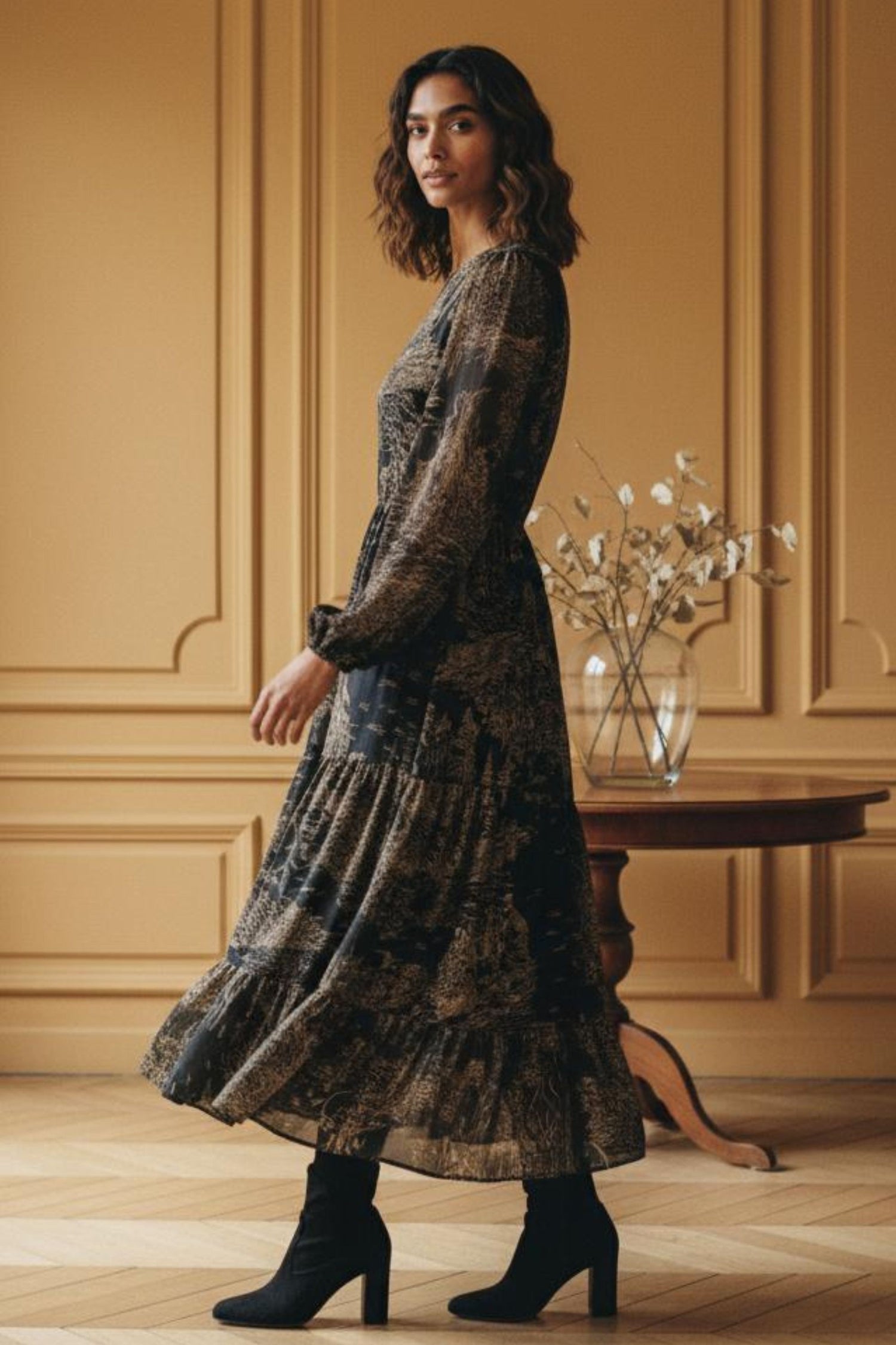 Francesca Robe Noire Smockée