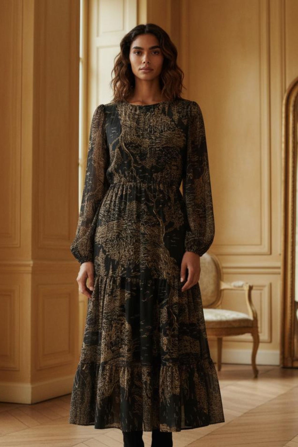 Francesca Black Smocked Dress