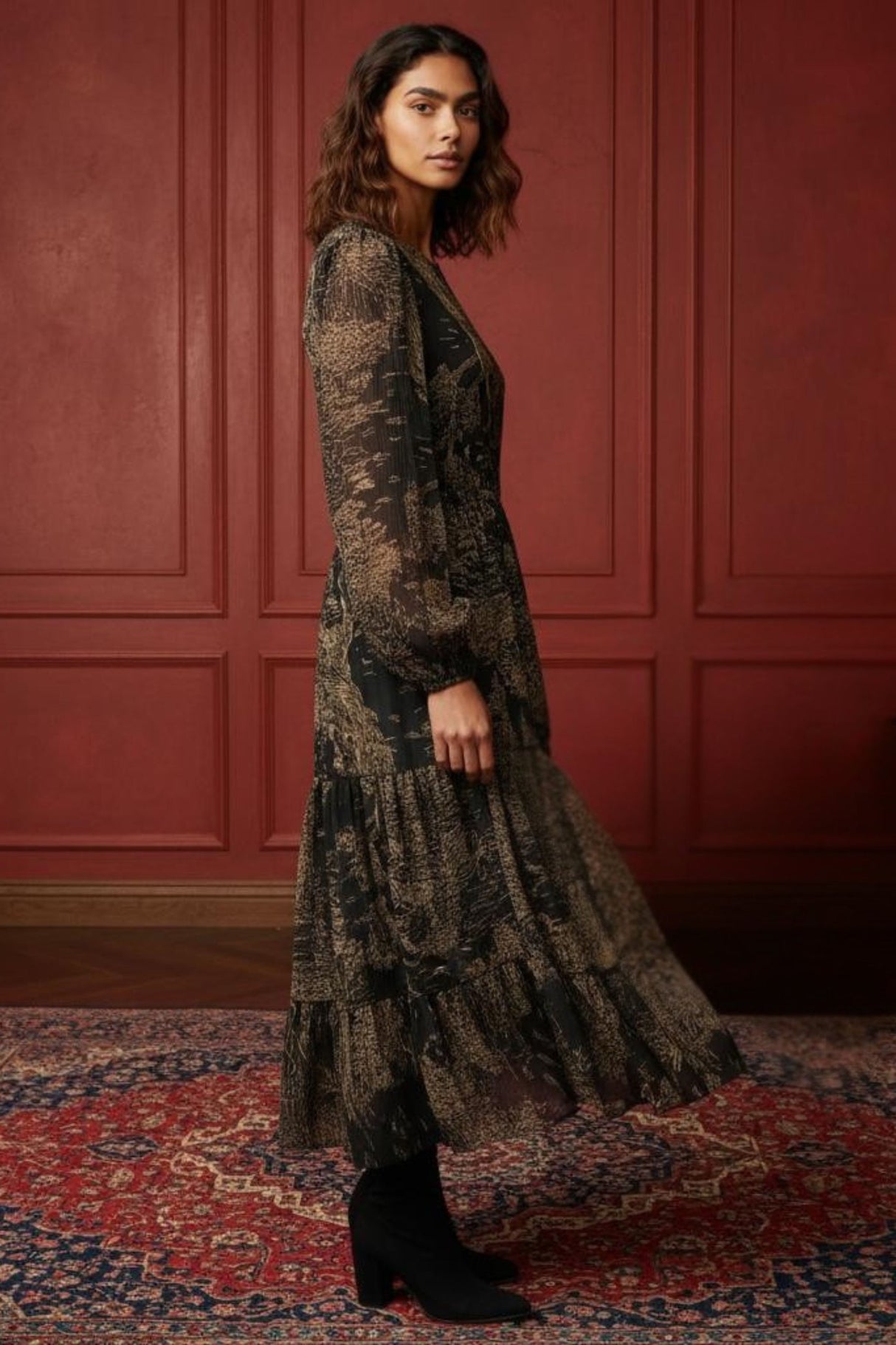 Francesca Black Smocked Dress